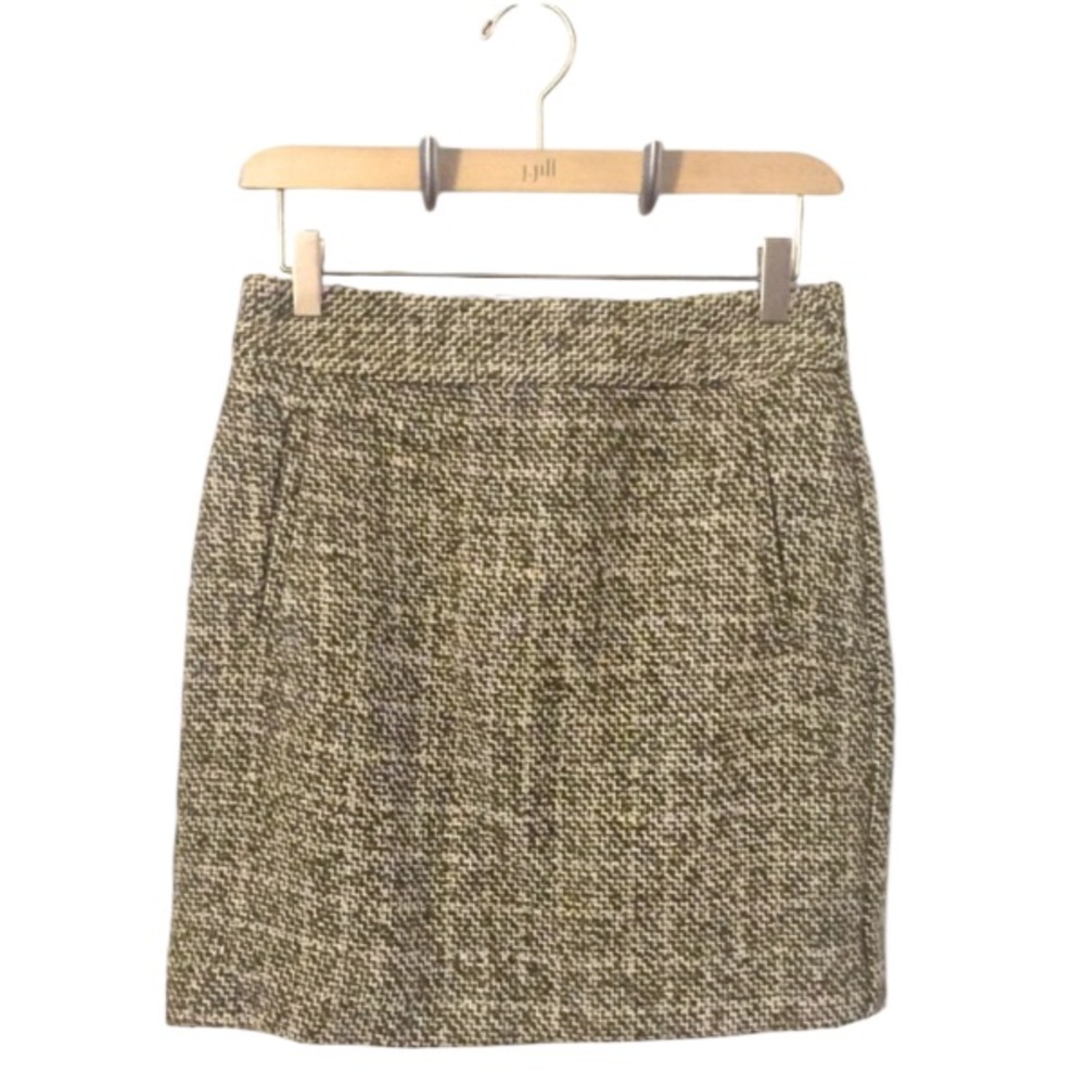 Banana Republic Woman’s Tweed Olive Green Lined Pockets Mini Skirt Sz 4